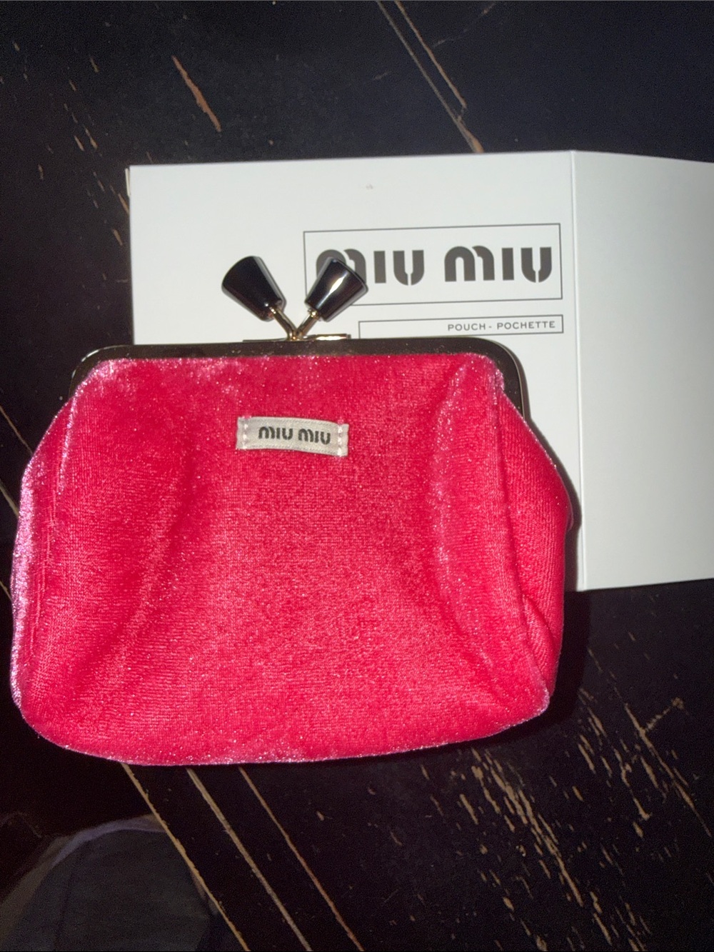 Miu Miu Pink Velvet Kiss-Lock GWP Pouch